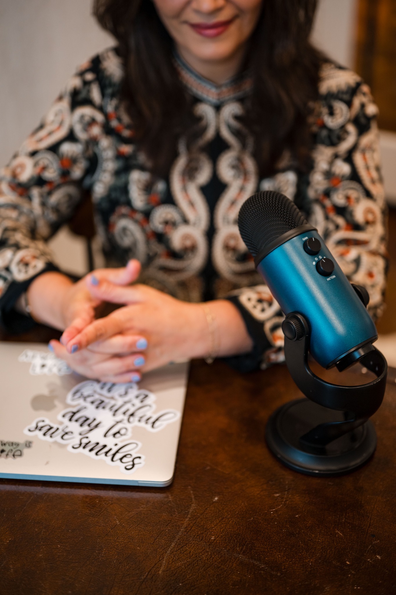 Dr. Meghna Dassani recording the Healthy Sleep Revolution Podcast